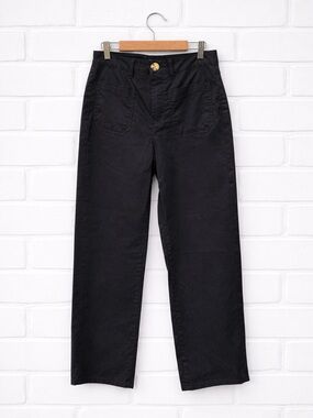 Quince Pants Wide Leg Organic stretch Cotton Chino Cropped Black trousers